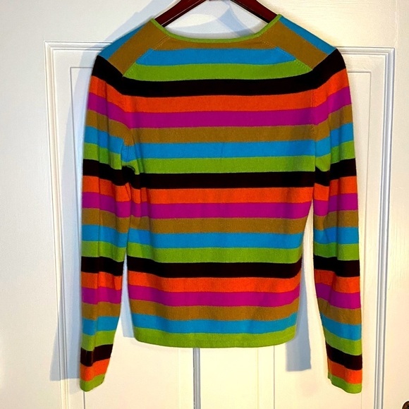 Vintage Mainbocher Cashmere Striped V Neck Sweater Size Medium - Picture 5 of 12